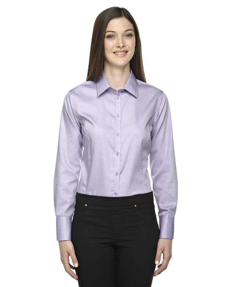 Ash City North End 78673 - Boulevard Ladies' Wrinkle Free 2-Ply 80’S Cotton Dobby Taped Shirt With Oxford Trim