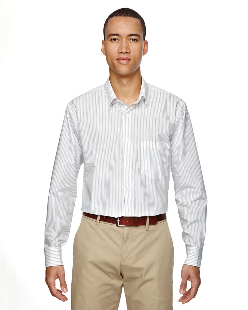 Ash City North End 87044 - Align Men's Wrinkle Resistant Cotton Blend Dobby Vertical Striped Shirt