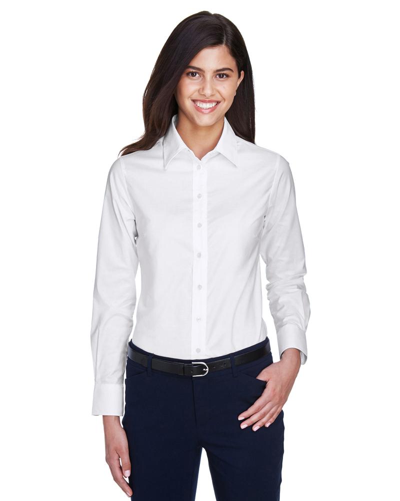 Harriton M600W - Ladies Long-Sleeve Oxford with Stain-Release