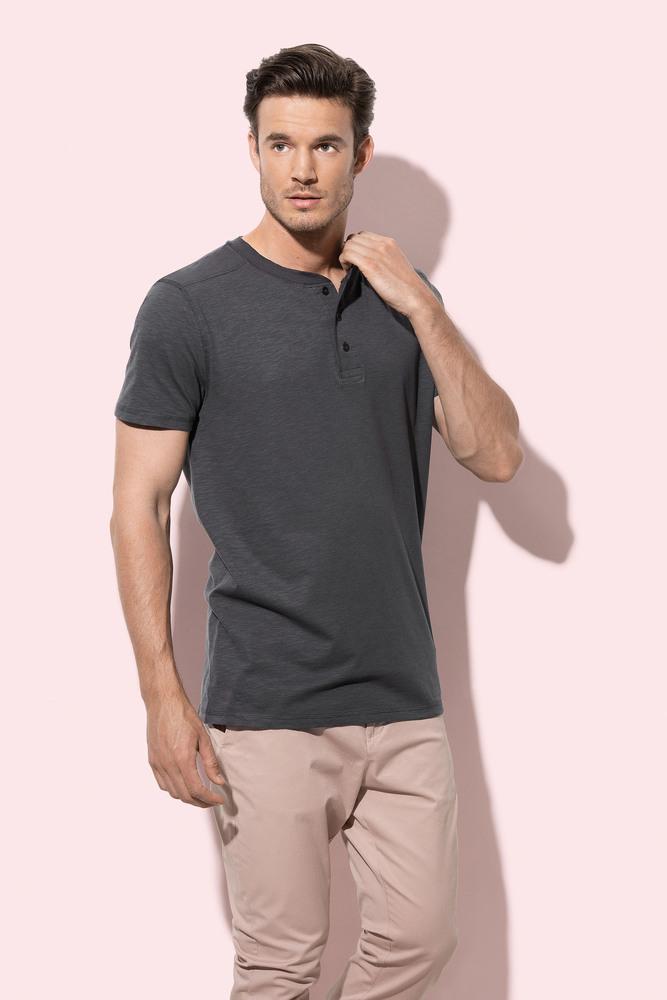 Crew neck T-shirt with buttons for men Stedman 
