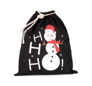 Kimood KI0745 - Cotton bag with snowman design and drawcord closure.